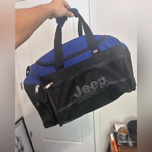 JEEP Authentic Sport Gear Y2K Logo Black Blue Duffel Bag USA Travel Equipment